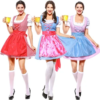 Karšto Dirndl vokietijos Alaus Tarnaitė Kostiumai Moterims Oktoberfest Karnavalas Fancy Dress Up Helovinas kostiumas