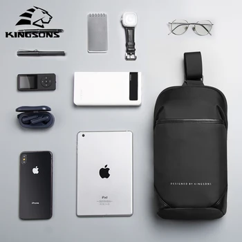 Kingsons Atsitiktinis Vyrų Krūtinės Pack Vandeniui Crossbody Krepšiai Male USB Įkrovimo Pečių Maišą Didelės Talpos Poliesterio Krepšys
