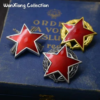 Aukščiausios kokybės Jugoslavijos partizanų medalis buvusios Sovietų Sąjungos Kokarda Red star ženklelis insignia bžūp