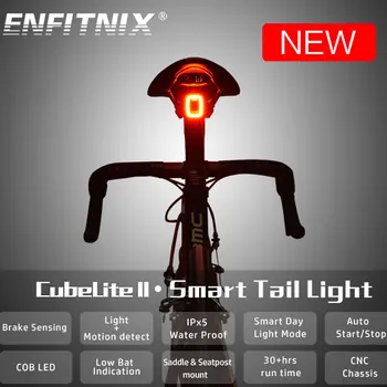 Enfitnix CubeLiteII dviračių šviesos žibintai Pažangios automatinės Stabdžių žibintai usb Kelių dviratį MTB CubeLite Galiniai žibintai