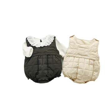 žiemos kūdikių Bodysuits kombinezoną storas šiltas dygsniuotas striukė neperšlampama liemenė Bodysuits kūdikių drabužiai mergaitėms