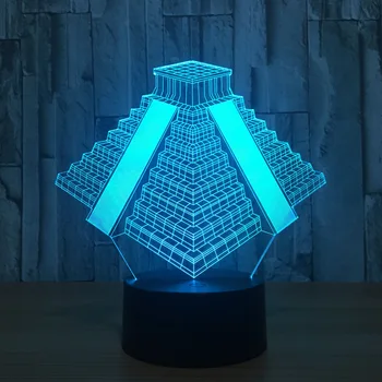 Piramidė Meksikoje Šviesos 7 Spalvų Keitimas Lempa USB Naktiniai Miego Lentelė Naktį Šviesos Miegamasis Dekoro Dovanos 3D Šviesos diodų (LED šviesos Naktį