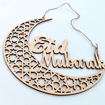 2vnt Ramadanas Dekoracija Namuose Medinių Eid Mubarakas Apnašas Mėnulis Islamo Musulmonų Eid Mubarakas Kabo Pakabukas Tuščiavidurio Medžio Prekes