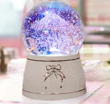 Kalėdų Dovana Sniego Pasaulyje Crystal ball music box stiklo merry-go-round Valentino Diena dovana