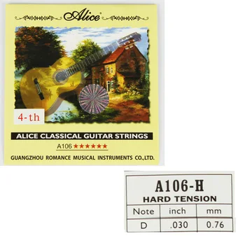 10vnt Alice A106 Nailono Core Sidabro Padengtą 4-ąją, Ketvirtąją Bendrosios D Klasikinės Gitaros Stygos (.030 colių)
