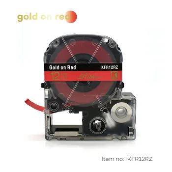 Satino Kaspinu 12mm*5m, aukso raudona etiketė juosta SFR12RZ LA-4RKK dovanų vestuvių Kalėdų Vakarėlį epson label maker LW300 LW400