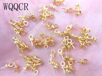 PASIDARYK pats didmeninės 200PCS papuošalai apkalos 18K aukso auskarai jungtis perlų, kristalų karoliukai pakabukas bžūp