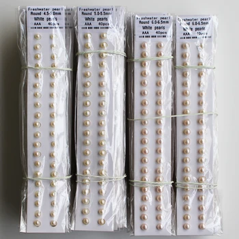 Didmeninė 3mm~12mm 3A kokybės natūralių gėlavandenių perlų balta rausva, violetinė pusė gręžti apvalių perlų papuošalai