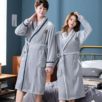 Pora Flannle Sleepwear Žiemos Naujas Minkštas Chalatas Kimono Balta Namų Drabužių Homewear Koralų Vilnos Šiltas, Intymus Apatinis Trikotažas
