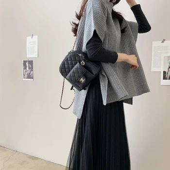 Korėjos versija, patogus prarasti vertikalus modelio megztinis 2020 m. žiemos elegantiškas apsiaustas apsiaustu kailis plonas moteris