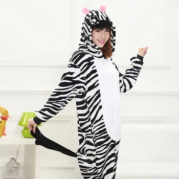 Anime Kigurumi Zebra Onesie Suaugusių Moterų Sleepwear Kostiumas Gyvūnų Gpgb Flanelė Pižama, Žiemą Šiltas, Purus Minkštas Cosplay Pyjama