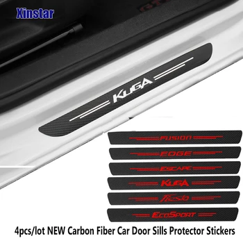 4pcs anglies pluošto, automobilių durų apsaugos lipdukas, skirtas Ford Fiesta Mondeo Sintezės Pabėgti Krašto Ecosport 