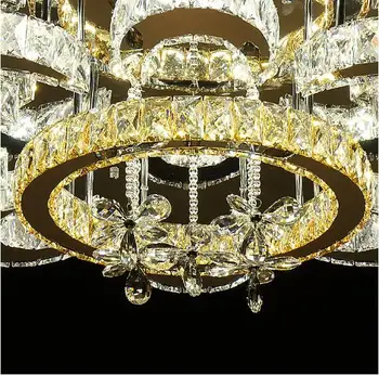 LED šviesos Šiuolaikinės romantiška K9 kristalų lubų lempos žiedas prabangus LED 3 spalvos nuotolinio valdymo 110-220V, lubų šviesos Nemokamas Pristatymas
