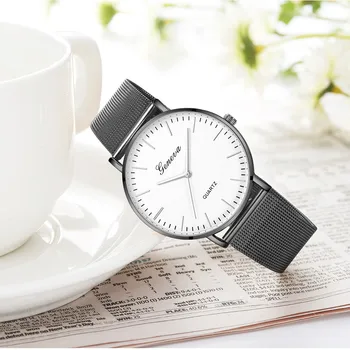 Šiuolaikinės Mados Juoda Kvarco Žiūrėti Vyrų, Moterų Tinklinio Nerūdijančio Plieno Watchband Aukštos Kokybės Atsitiktinis Laikrodį Dovanų Moterų reloj