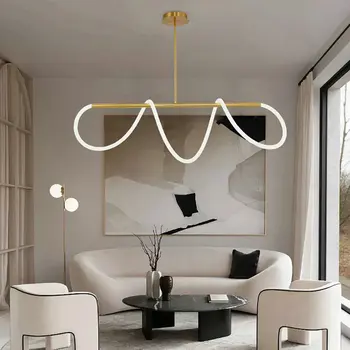 Nordic Dizainas, Aukso LED Ilgas Turas Liustra, Miegamojo Gyvenimo Valgomasis Studijuoti Kambarys, Virtuvė, Parduotuvė, Modernus Patalpų Apdailos Apšvietimas