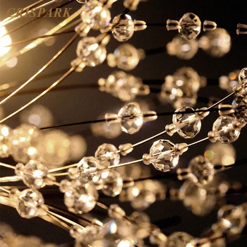 Crystal Starburst Šiuolaikinės Šviestuvo Šviesos diodų (LED) G9 Šiaurės Nerūdijančio Plieno Kiaulpienių Kabo Lempa Art Deco Miegamojo, Virtuvės Sala