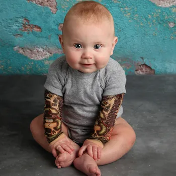 Naujagimį Berniuką Tatuiruotė Spausdinti Ilgomis Rankovėmis Kratinys Romper Rudenį Bodysuit Kūdikiams