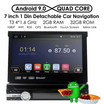 Universalus 7 colių 1080P Vieną Din Ištraukiama Android 9.0 Automobilių DVD Grotuvas Digital jutiklinis ekranas, Automobilių Media Player 2GB 32GB USB RDS