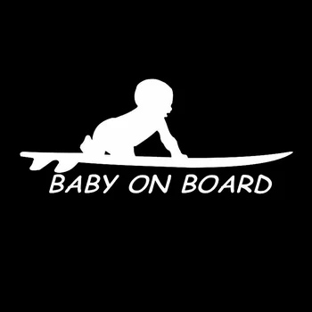 Automobilių Lipdukas Animacinių filmų Kūdikio Laive Surf Surfing Burlenčių Juokingi Automobiliai, Eksterjero Aksesuarai, Atspindintis Vinilo Lipdukai,15cm*6cm