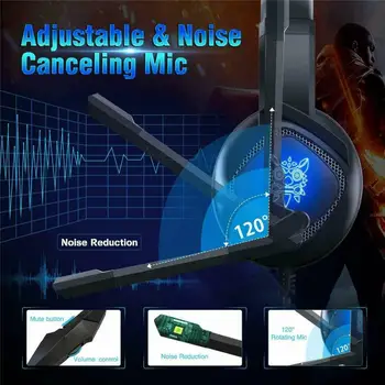 2020 m. 3,5 mm žaidimų ausinės, mikrofonas LED laisvų rankų įranga stereo surround už PS3, PS4 Xbox VIENA valgyti vištienos auriculares RGB ausinių