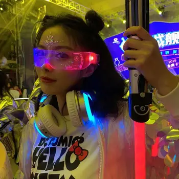 7 Spalvų LED Šviesos Akiniai Futuristinis Elektroninis Skydelis Stiklų Šviesos Iki Akinius Prop Helovinas Festivalis Rezultatų Viršų