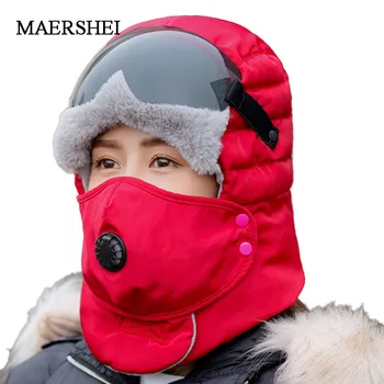MAERSHEI Vilnos Earmuffs Skrybėlę Slidinėjimas Skrybėlę Snieglenčių Jojimo Motociklų Vyrų Dviračių Bombonešis Skrybėlę su Akiniais, Vėjo Kaukė