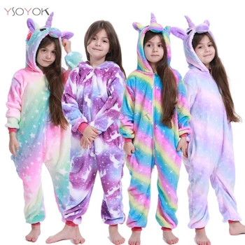 Kigurumi Vaikų Žiemos Sleepwear Vaikai Vienaragis Panda Pajama komplektai Kūdikių Mergaitės Berniukai Licorne unicornio Onesies 4 6 8 10 12 Ye