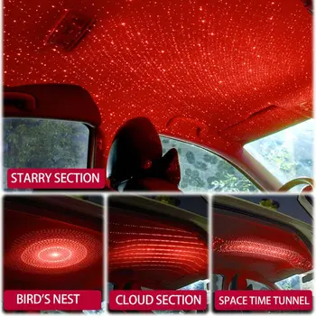 4 in 1 Stogo Žvaigždžių Projekcija Šviesos Romantiška USB Naktį Lengvųjų Automobilių Atmosfera Lanksčiai Reguliuojamas Lubų Apdailos Šviesos Namuose