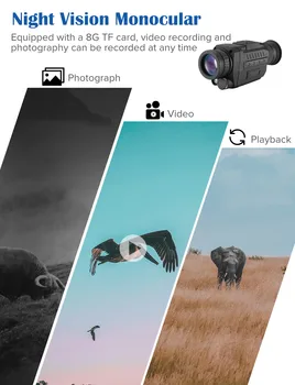 BOBLOV HD Skaitmeninis Naktinio Matymo Monokuliariniai 5x40 Infraraudonųjų SPINDULIŲ Night Vison Kamera 720P Video/Peržiūros 8G Medžioklės ir Skautų Žaidimas