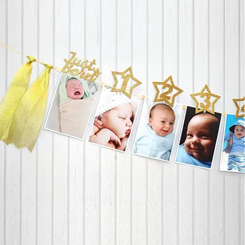 12 Mėnesių Foto Rėmelis Baby Shower Reklama Pirmuoju Gimtadieniu Dekoro 1 Berniukas ir Mergaitė, 1 Vienerių Metų Krikšto Šalies Aukso Atsargas