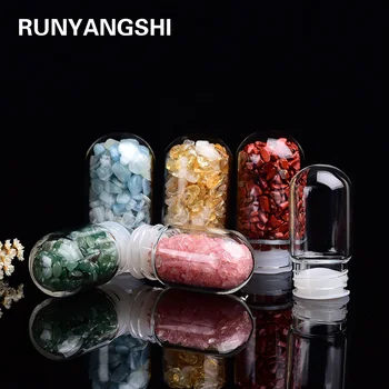 Runyangshi 1pc Dviejų dydžių Crystal healing akmens energijos buteliai žvyro konteinerius pakeisti stiklo įdėklai stiklo vandens butelių