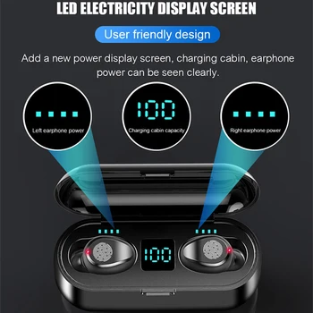 Naujas F9 Belaidės Ausinės Bluetooth 5.0 Ausinės TWS HIFI Mini Sporto Veikia stereo laisvų Rankų įranga Paramos iOS/Android Telefonai HD Skambinti