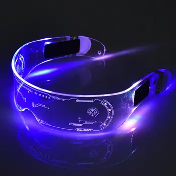 7 Spalvų LED Šviesos Akiniai Futuristinis Elektroninis Skydelis Stiklų Šviesos Iki Akinius Prop Helovinas Festivalis Rezultatų Viršų
