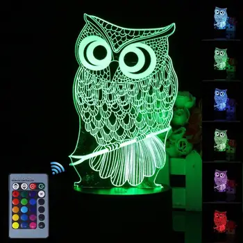 Pelėda Formos Touch 3D LED Nakties Šviesa 7 Spalvų Kaita, Stalo, Stalo Lempos, Namų Dekoras, Pagamintas iš aukštos kokybės ABS medžiagos, aplinkos