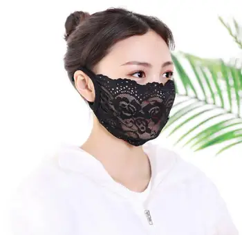 Moterų plonas saulės juoda perspektyvos kvėpuojantis kaukės lady vasaros PM 2.5 sexy nėrinių kaukė R085