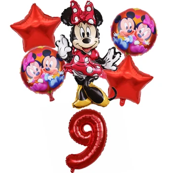 6pcs/daug Animacinių filmų Mickey Minnie Balionai Mickey Gimtadienio Dekoro Baby Shower 32inch Skaičius Balionas Polka Dot Globos