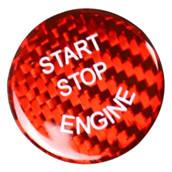 ABS Anglies Pluošto, Automobilių Variklio Uždegimo Start Stop Jungiklis Mygtukas Žiedas Apdaila Padengti Tinka BMW Raudona