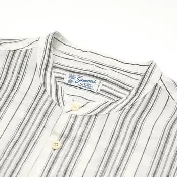SIMWOOD 2020 m. Vasarą Naujosios Lino Marškiniai Vyrams Vertikaliai Dryžuotas Kvėpuojantis Plius Dydis trijų ketvirtį rankovėmis Marškinėliai SJ170267