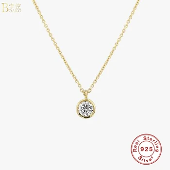 BOAKO Karoliai Moterų 2020 m. 2mm Diamond Sidabro 925 Papuošalai, Karoliai, Pakabukai Grandinių Fine Jewelry Choker Bijoux Femme #19