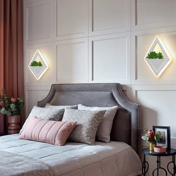 Šiaurės augalų sienos žibintai Kūrybos lovos, miegamojo sconce kambarį paprastas moderni praėjimo akrilo modernus Patalpų LED sienos lempos