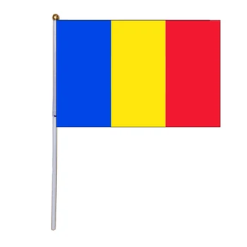 Nemokamas pristatymas xvggdg 100vnt 14 * 21cm Nacionalinės Vėliavos Rumunija vertus vėliavas su plastiko stiebo Poliesteris Spausdinimo vėliavos
