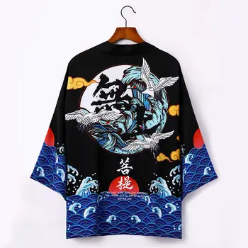 Japonų Kimono Vyras Haori Yukata Azijos Streetwear Samurajus Kostiumas Megztinis Kimono Marškinėliai Vyrams Tradicinis Japonų Geiša Kimonos