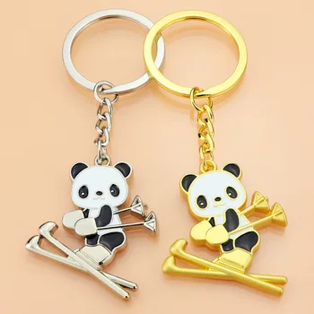 Kūrybos national Treasure Animacinių filmų Panda Metalo Slidinėjimo Key chain Žiemos Žaidimai dovanos populiariausių papuošalų maišelis raktų pakabukas pakabukas pendan