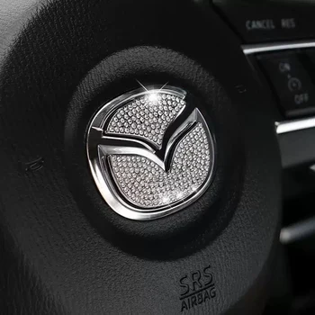 Automobilių Reikmenys įklija, Mazda 2 3 6 Axela Atenza CX3 CX4 CX5 CX7 CX9 Automobilio vairo logotipu Rhinestones apdailos lipdukai