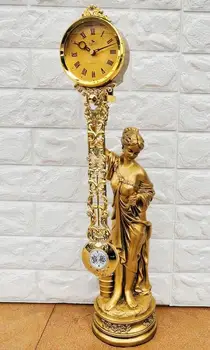 61cm Aukščio Deivė, laikrodis, Europos stiliaus sėdynės laikrodis Sūpynės meno Gražus švytuoklinis laikrodis statula amatų įrankiai, vestuvių Dekoravimas