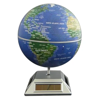 Sukasi Pasaulis Pasaulyje Žemėlapį Saulės Energija Varomas Namo Kambaryje Biuro Stalo Dekoro Mėlyna