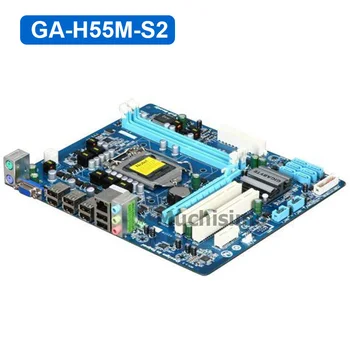 LGA 1156 GIGABYTE GA-H55M-S2 Plokštė Intel H55 DDR3 8GB Core i7 i5, I3 CPU Desktop 8 GB SATA II Originalus H55M-S2 Mainboard