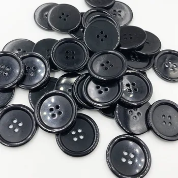 50 vnt 30MM Juodos Spalvos, 4 tvirtinimo taškai Flatback Plastikiniai Mygtukai Marškinių Sagos, Drabužių Siuvimo Reikmenys PH246