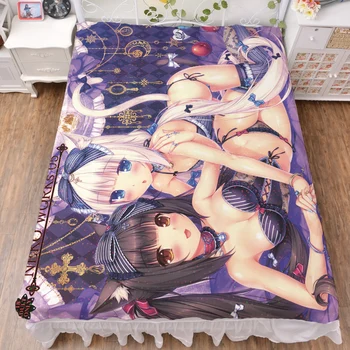 Anime NEKOPARA simbolių seksuali mergina chocolat vanilės, Kokoso Azuki lova pieno pluošto lakštai & flanelė antklodė vasaros antklodė 150x200cm