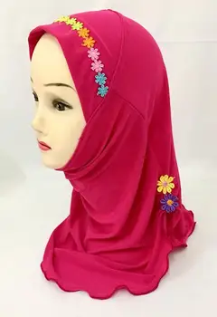 Musulmonų Mergaičių, Hijab Vaikai Wrap Skara Islamo Galvos Skara Amira Underscarf Hijab Bžūp Vaikų Arabų Gėlių Modelio Kepuraitė Variklio Dangčio, Naujas